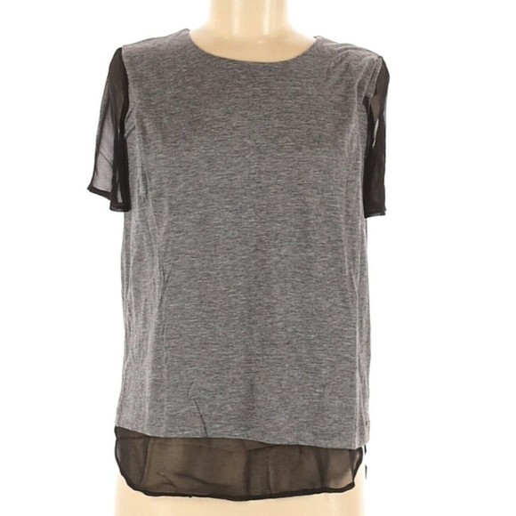 Armani Exchange Shirt Womens XS Pieced Two-Layer Wool Jersey Short Sleeve NWT - Picture 2 of 10